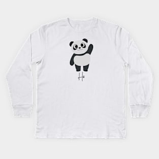 Panda baby saying Hiii Kids Long Sleeve T-Shirt